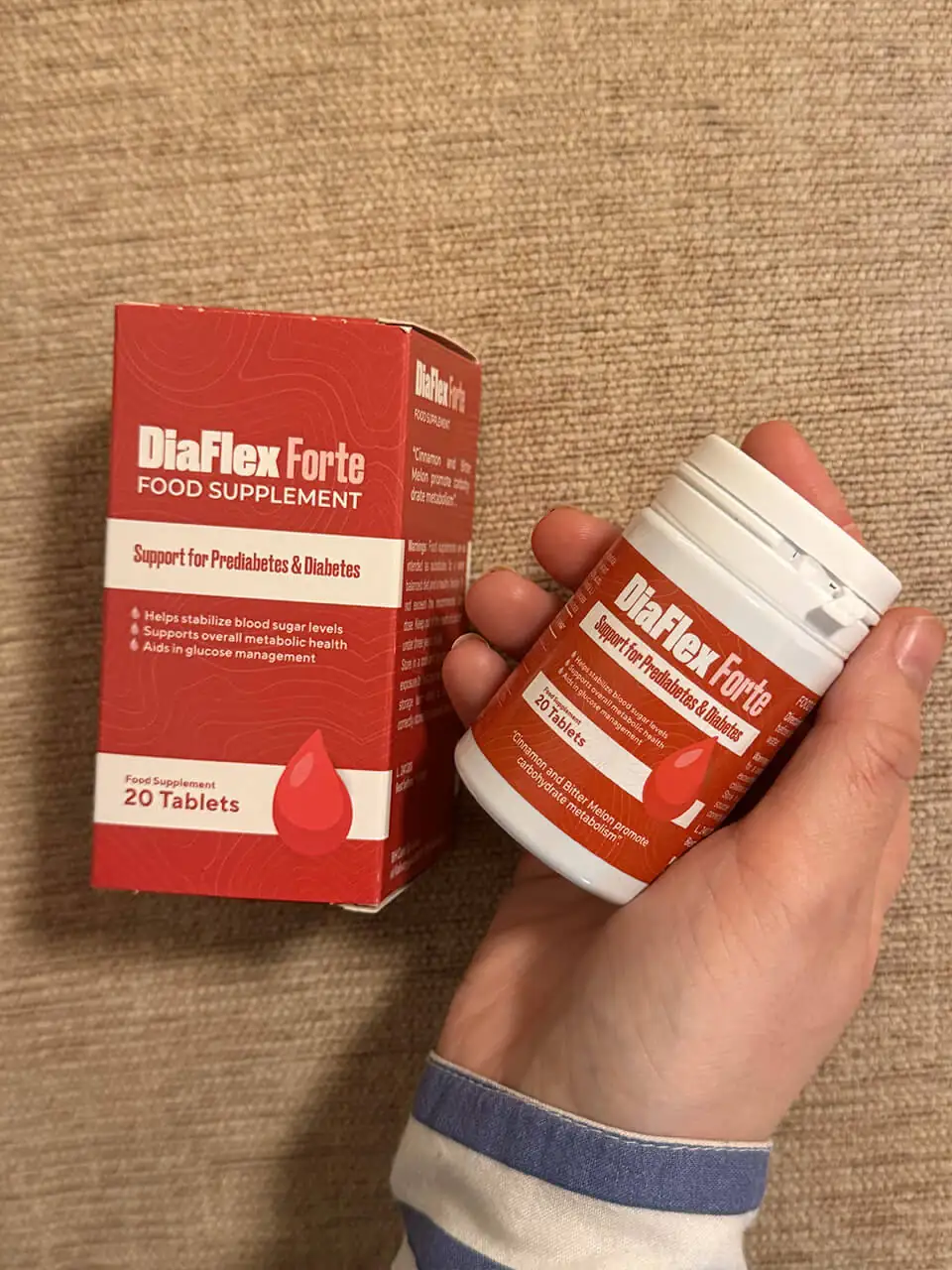 Foto del empaque de DiaFlex Forte de un cliente real